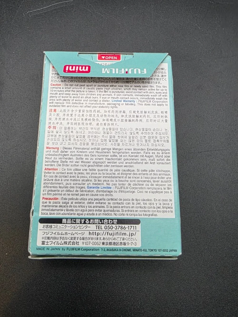 Fujifilm Instax Mini Instant Film- Sky Blue, 10 exposures exp 9/2018 NEW